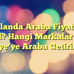 Hollanda Araba Fiyatları Nasıl? Hangi Markalar Var? Türkiye’ye Araba Getirilir mi?