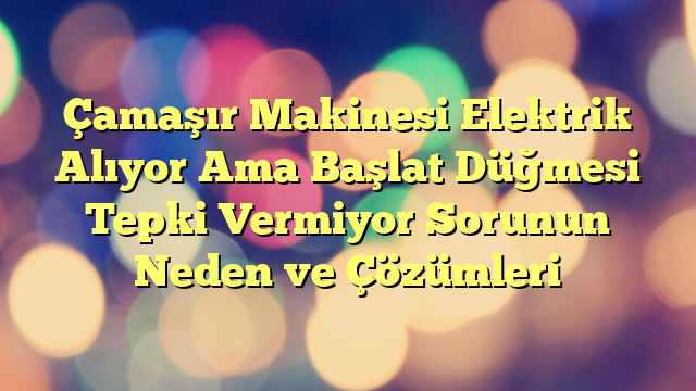 Çamaşır Makinesi Elektrik Alıyor Ama Başlat Düğmesi Tepki Vermiyor Sorunun Neden ve Çözümleri